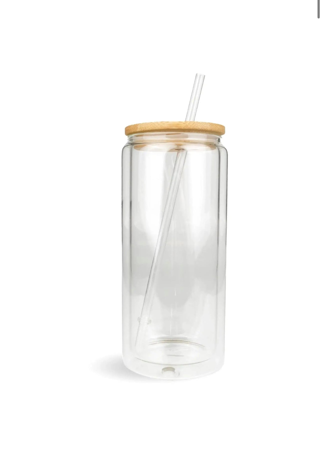16oz snowglobe glass tumbler w/lid and straw